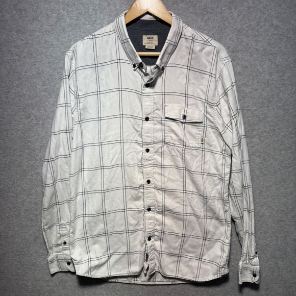 Vans Other - Vans Mens XL Tailored Fit Windowpane Plaid Flannel Shirt White Black VN0A3166WHT